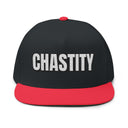 Hats One size / Black/Red INTO: CHASTITY Embroidered Flat Bill Cap – Kink Hat for Caged Subs, Keyholder Dynamics & Erotic Denial Enthusiasts LEATHERDADDY BATOR