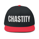 Hats One size / Black/Red INTO: CHASTITY Embroidered Flat Bill Cap – Kink Hat for Caged Subs, Keyholder Dynamics & Erotic Denial Enthusiasts LEATHERDADDY BATOR
