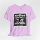 "ICE Supporters Do Not Belong in the Leather Community" Statement T-Shirt against fascism. ANTI-ICE. Abolish Ice.