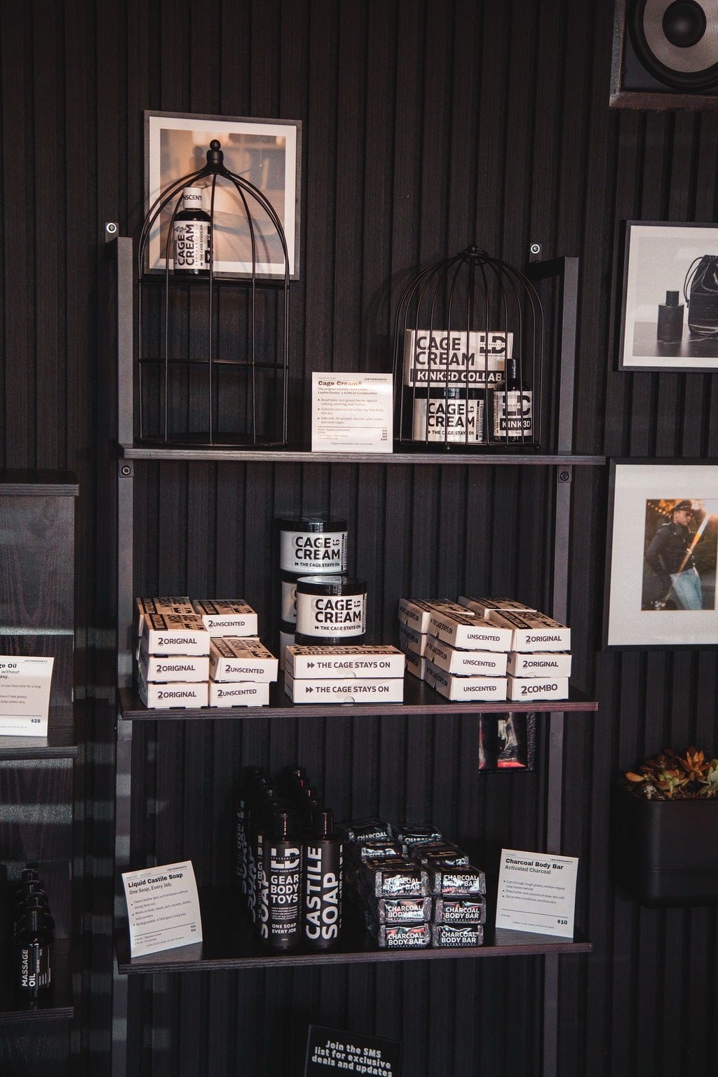 Cage Cream on display in the LeatherDaddy store.
