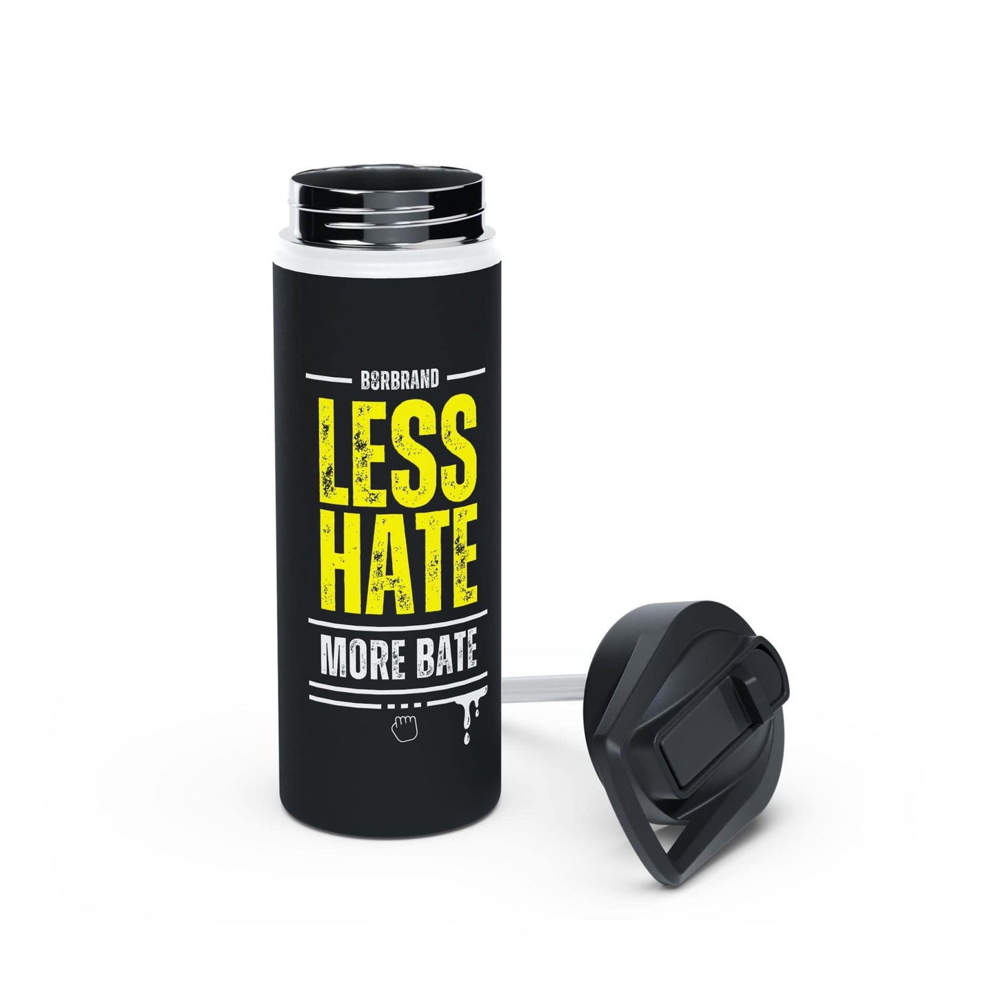 Water bottle Less Hate, More Bate Stainless Steel Water Bottle, Standard Lid -B8rBrand LEATHERDADDY BATOR