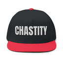 Hats One size / Black/Red INTO: CHASTITY Embroidered Flat Bill Cap – Kink Hat for Caged Subs, Keyholder Dynamics & Erotic Denial Enthusiasts LEATHERDADDY BATOR