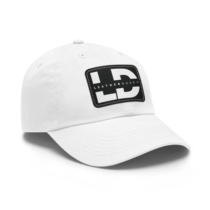 Hats White / Black patch / Rectangle / One size Dad Hat with Leather Patch (Rectangle) LEATHERDADDY BATOR