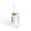 Mug With lid and straw / 16oz Pride Logo Eco-Friendly Glass Sipper - 16oz, Reusable Mason Jar, Bamboo Lid, Straws, Eco-Conscious Gift, Summer Hydration LEATHERDADDY BATOR