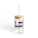 Mug With lid and straw / 16oz Pride Logo Eco-Friendly Glass Sipper - 16oz, Reusable Mason Jar, Bamboo Lid, Straws, Eco-Conscious Gift, Summer Hydration LEATHERDADDY BATOR