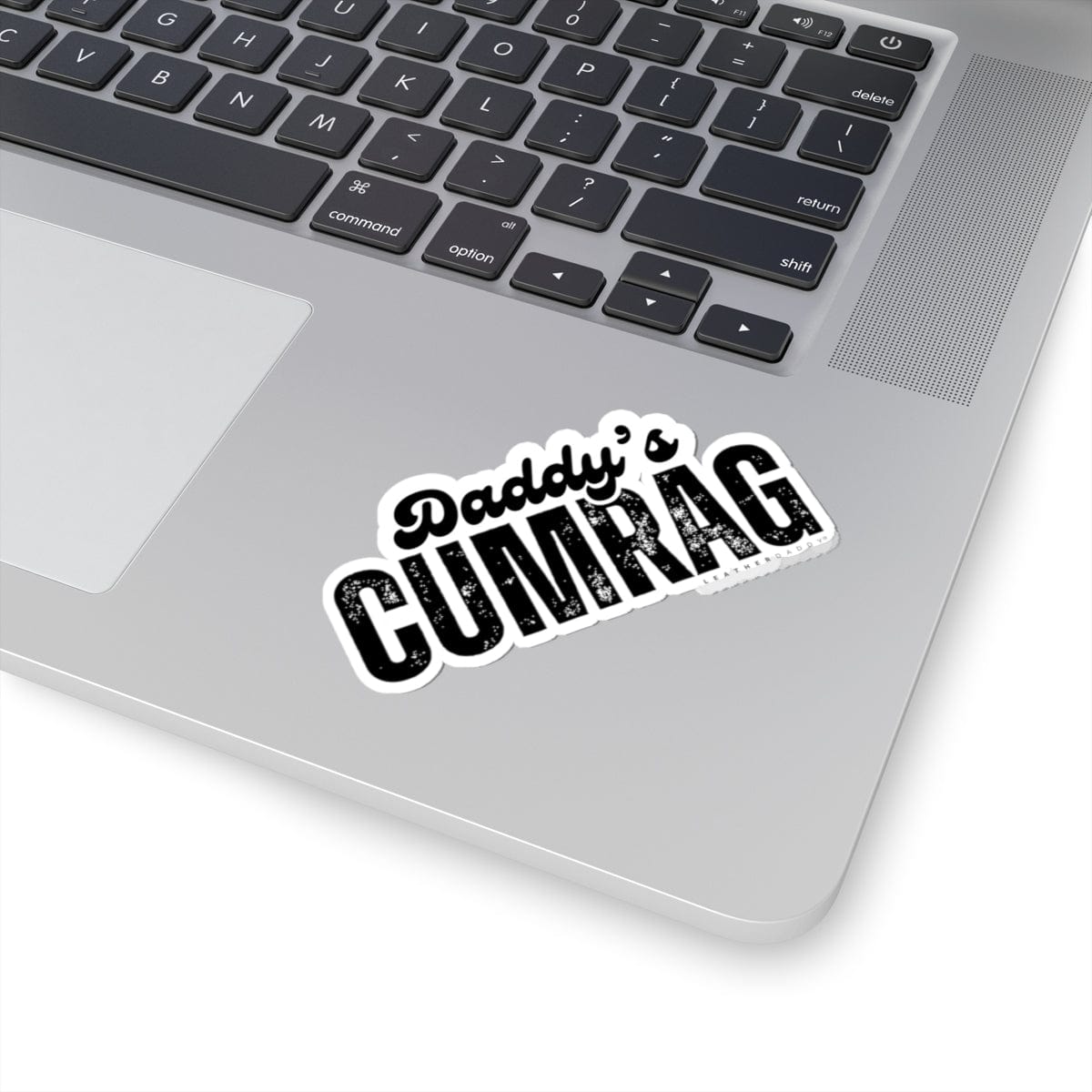 Paper products 3" × 3" / White 'Daddy's Cumrag' Kiss-Cut Stickers - for Laptops, Water Bottles, & More LEATHERDADDY BATOR