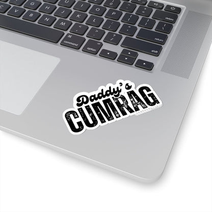 Paper products 3" × 3" / White 'Daddy's Cumrag' Kiss-Cut Stickers - for Laptops, Water Bottles, & More LEATHERDADDY BATOR
