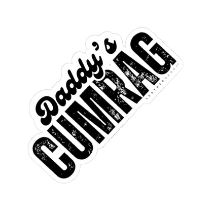 Paper products 3" × 3" / White 'Daddy's Cumrag' Kiss-Cut Stickers - for Laptops, Water Bottles, & More LEATHERDADDY BATOR