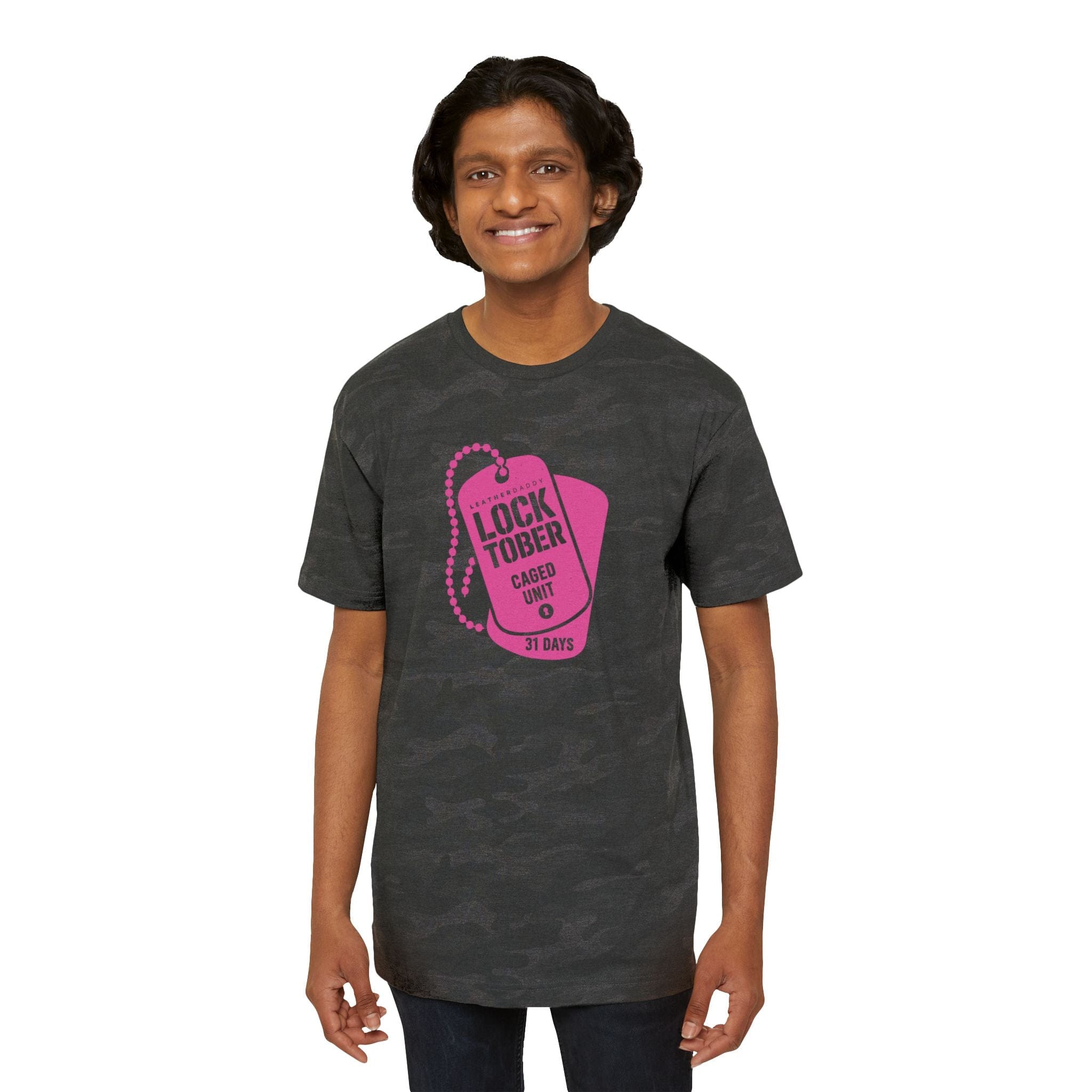 T-Shirt Locktober LockedBoy Caged Unit Camo Dog Tag Tee – Military-Inspired Fetish Streetwear LEATHERDADDY BATOR
